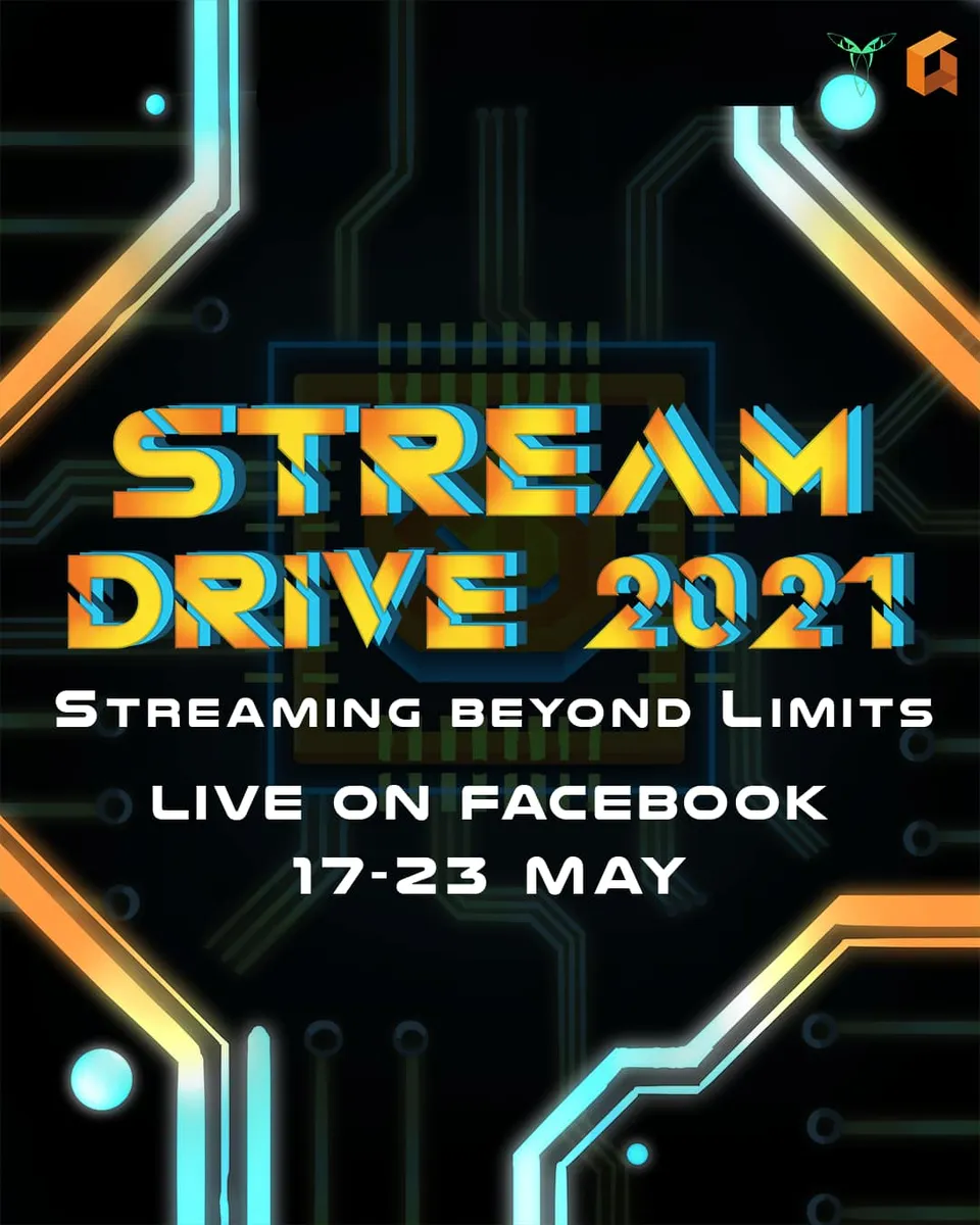 Stream Drive 2021 poster in neon circuit style
