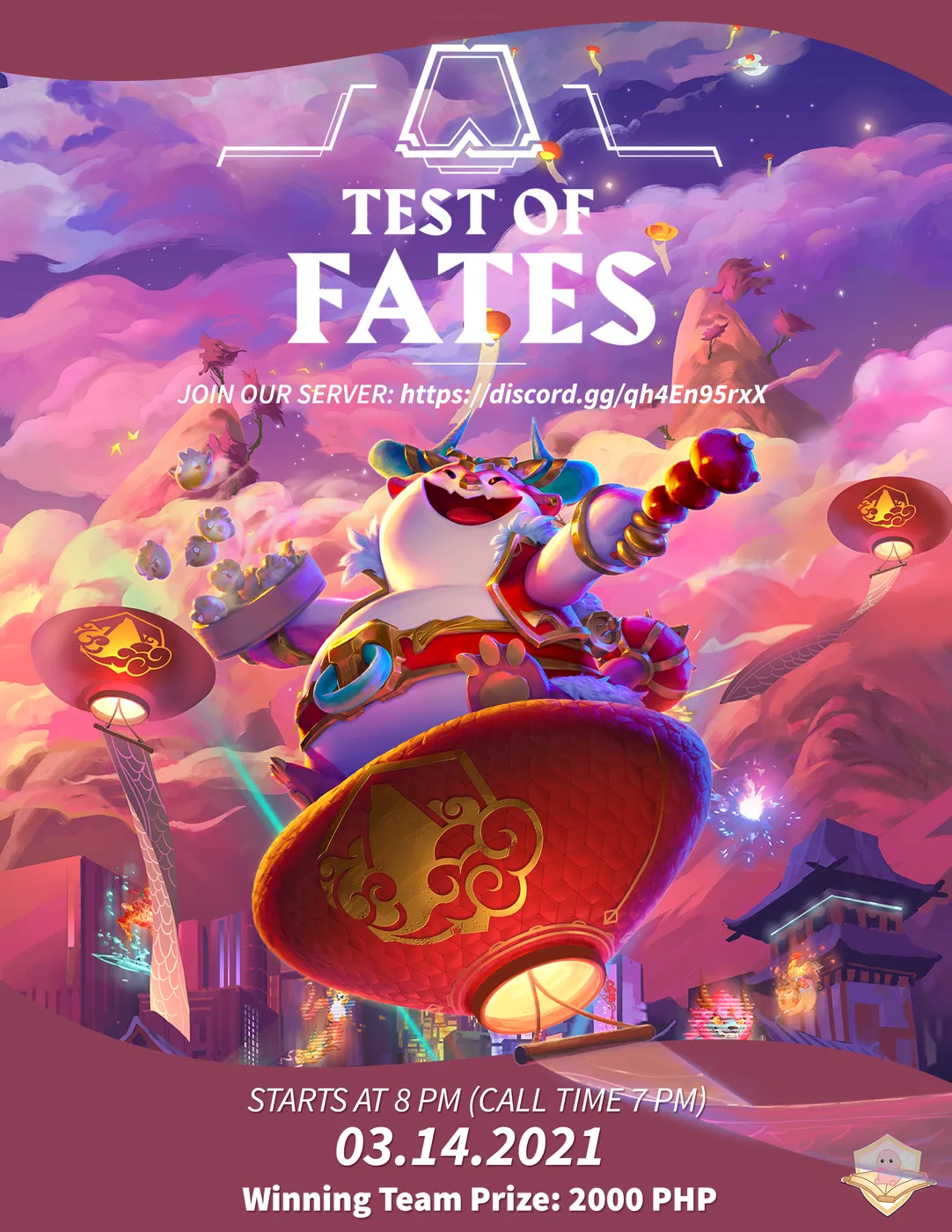Test of Fates Teamfight Tactics poster with a lantern